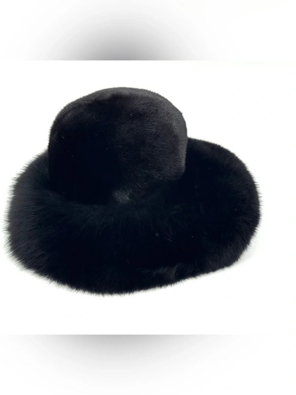Estate vintage Black mink and fox fur hat